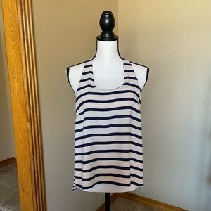 Cynthia Rowley Racerback Navy and Cream Striped Top  NWOT  Sz L
